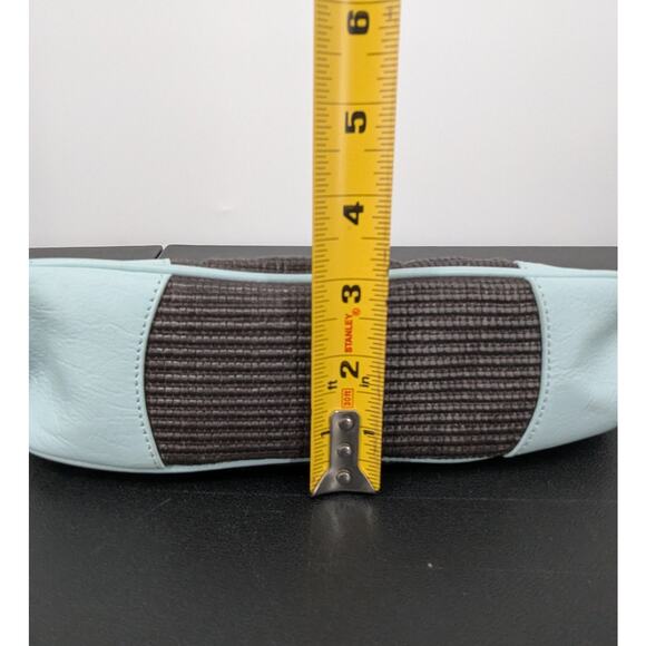 VTG Y2K Kate Landry Matching Handbag & Clutch Set Brown Woven Blue Leather Trim - Picture 14 of 14